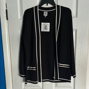 NWT Anne Klein Black and White Cardigan Sweater